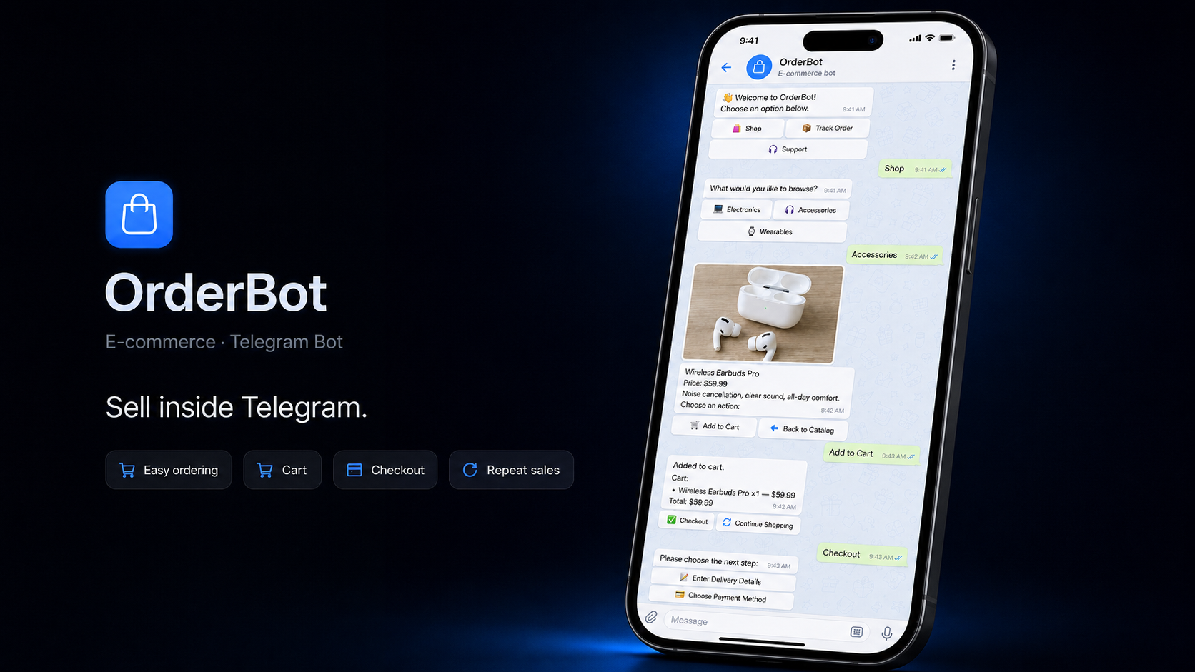 Интерфейс Telegram-магазина OrderBot